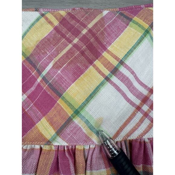 Vtg Y2K Ralph Lauren Rugby Linen Plaid Argyle Drop Waist Button Mini Skirt Sz 4‎ - Picture 5 of 7